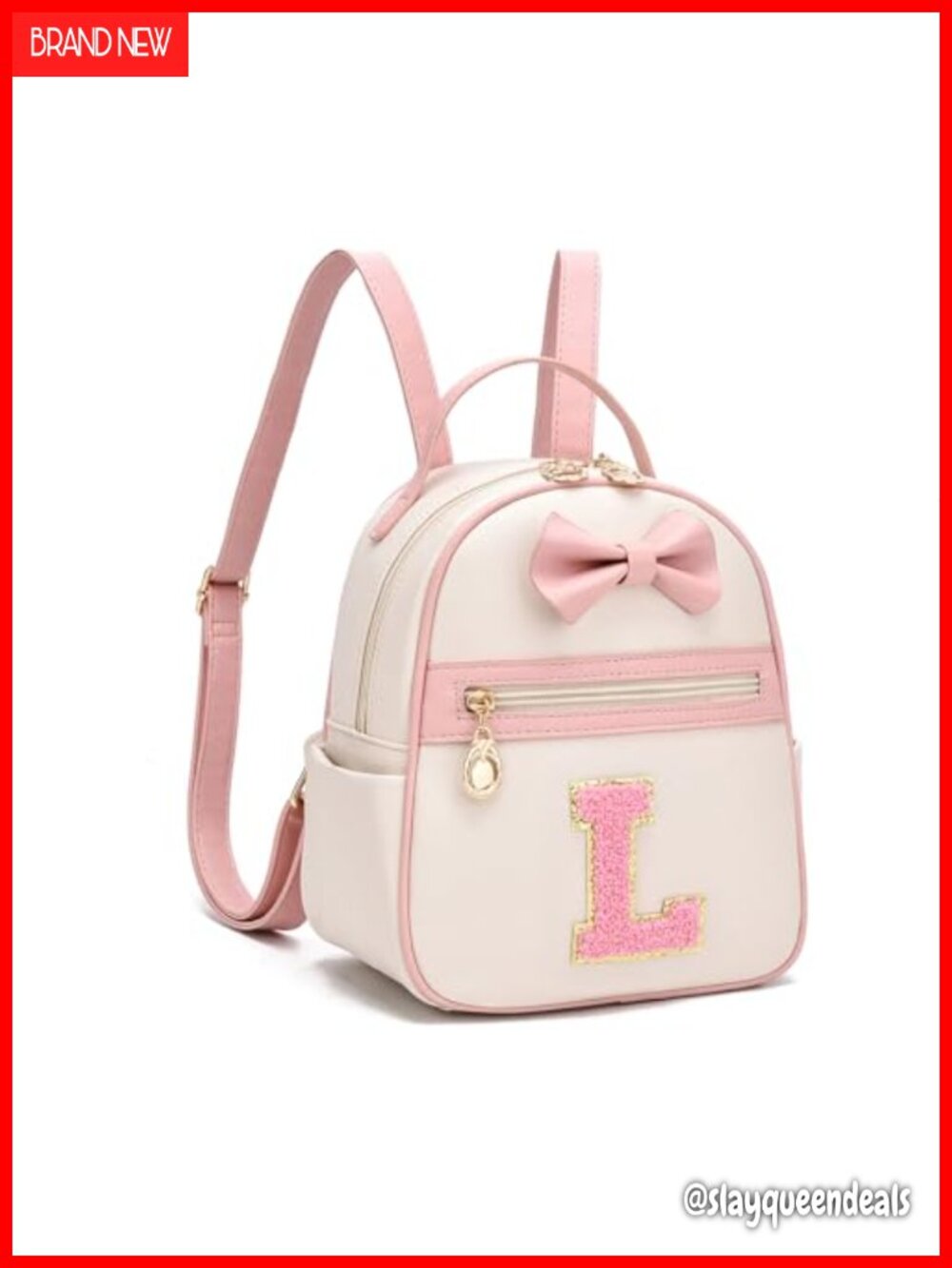 Personalized Initial Mini Backpack Cute Small Faux Leather Daypack
